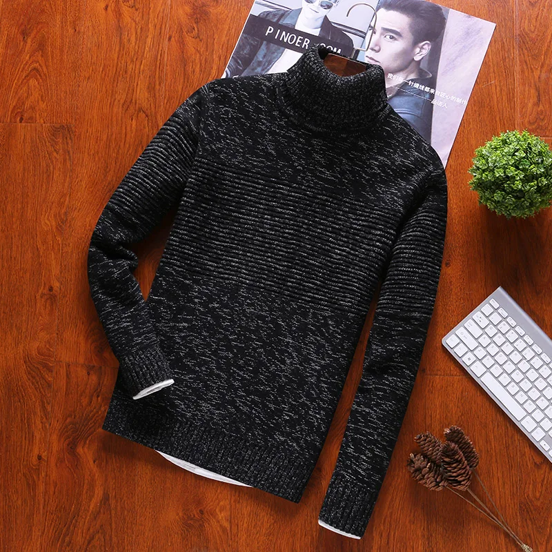 

Turtleneck Pullovers Sweater Men And 100% Cotton O-Neck Mens Sweaters Autumn Winter Newest Sweaters Full Casual Clothes