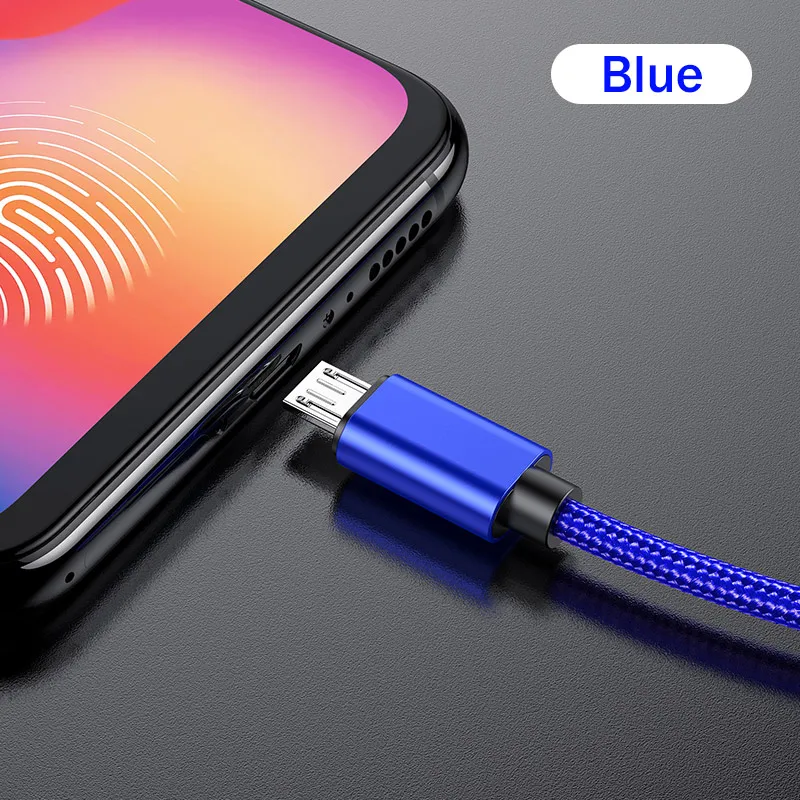 1 м кабель Micro USB шнур металлическая нейлоновая оплетка Кабель Microusb для передачи данных и зарядки Micro usb кабель для samsung Xiaomi huawei htc sony Lg - Цвет: Blue