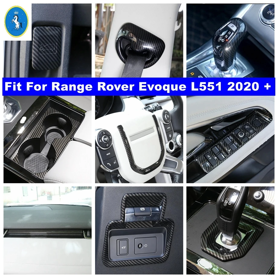 

Carbon Fiber Look Interior Refit Kit Lift Button / Steering Wheel / Air AC Cover Trim Fit For Range Rover Evoque L551 2020 2021