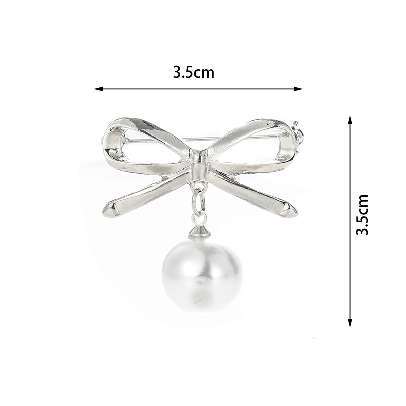 Женская/Мужская брошь с металлическим бантом свадебная серебряного цвета