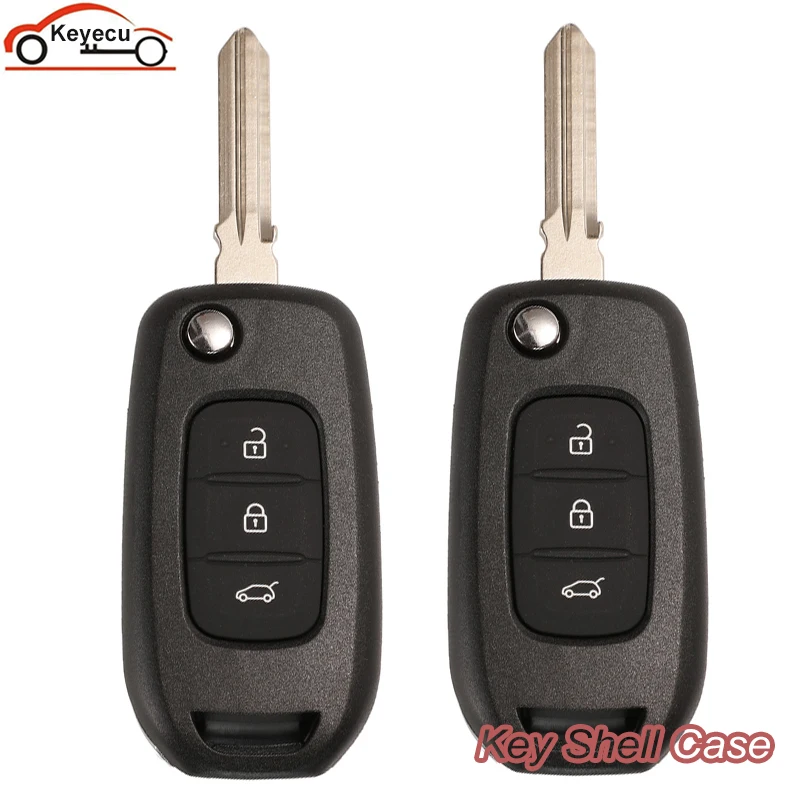 

KEYECU Flip Remote Control Car Key Shell Case Fob for Renault Twingo for Dacia Duster Sandero Symbol 2013-2017 3 Buttons HU136