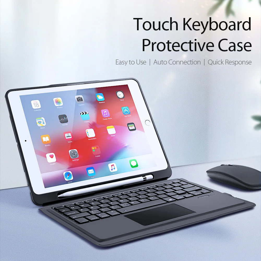 

Keyboard Protective Leather Case For iPad Pro 10.5 / Air 3 / 10.2 Wirless Keyboard Case Quick Response Sturdy Folding Stand