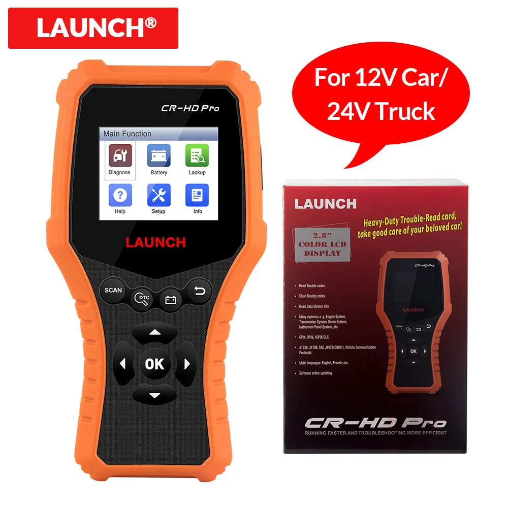 Считыватель кодов obd2 Launch Car и Truck диагностический сканер поддержка 12 В/24