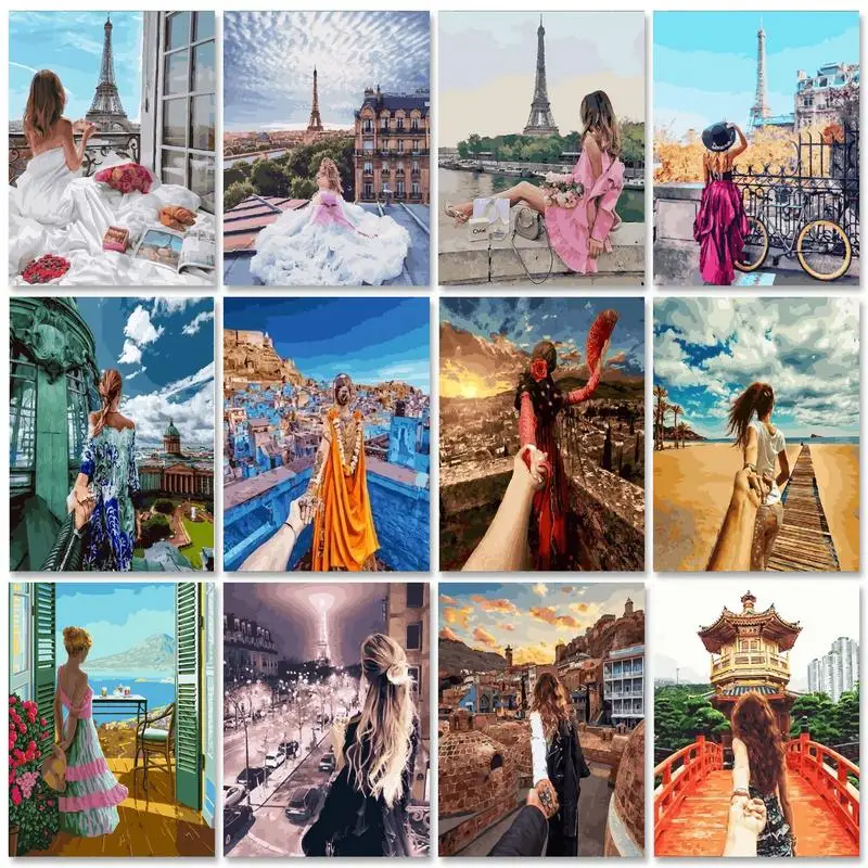 

SDOYUNO 40x50cm Oil Paint By Numbers Girl Scenery DIY Set of Acrylic Paint For Painting By Numbers On Canvas Figure Home Decor