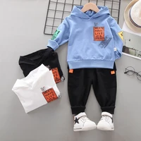 baby boy clothes spring and autumn cotton suit boy letter printing long sleeved casual hooded sweater baby boy 2 piece set