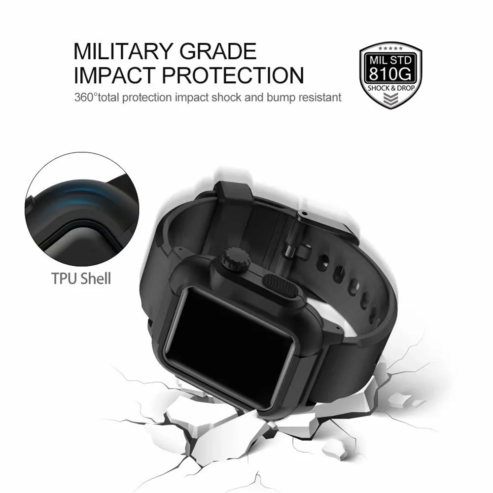 Водонепроницаемый чехол для Apple Watch band 5 iwatch 44 мм 40 42 силиконовый ремешок pulseira