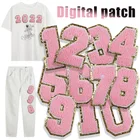 Вышивка блестками синель цифры патчи, утюжок на полотенце ABC знак алфавита, буквы патчи номер аппликации для одежды A19184