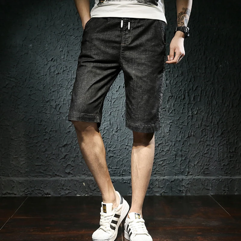Джинсовые шорты на молнии для мужчин простые облегающие брюки из денима