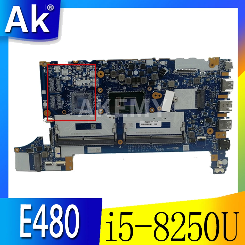 

For Lenovo Thinkpad E480 E580 notebook motherboard EE480 EE580 NM-B421 CPU i5 8250U 100% test work FRU 01LW192 01LW193 01LW194