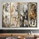 Современный настенный ретро-постер с рисунком живопись на холсте с изображением лошади, современные картины животных для гостиной, украшение для дома