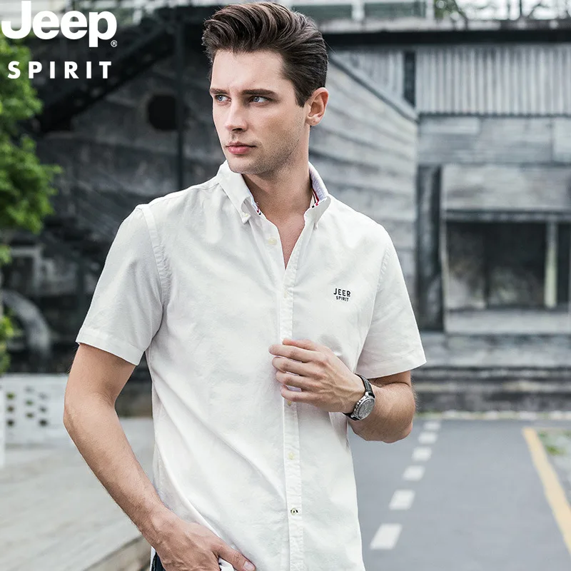 

JEEP short sleeve shirt summer men's business casual loose men's cotton shirt breathable fashion comfortable clothes