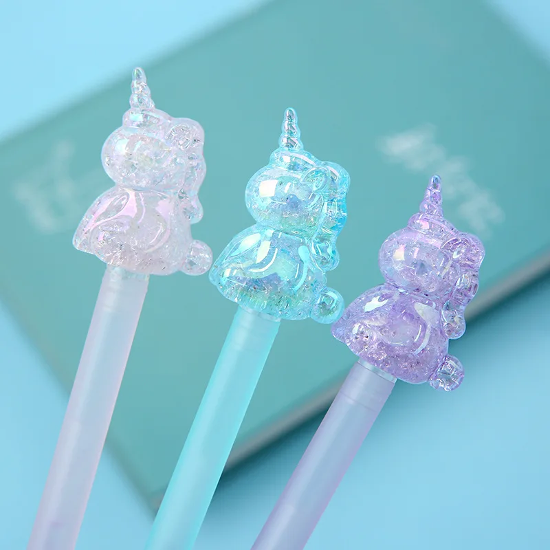 1 шт в Корейском стиле с украшением виде кристаллов ручка Kawaii гелевая единорогом