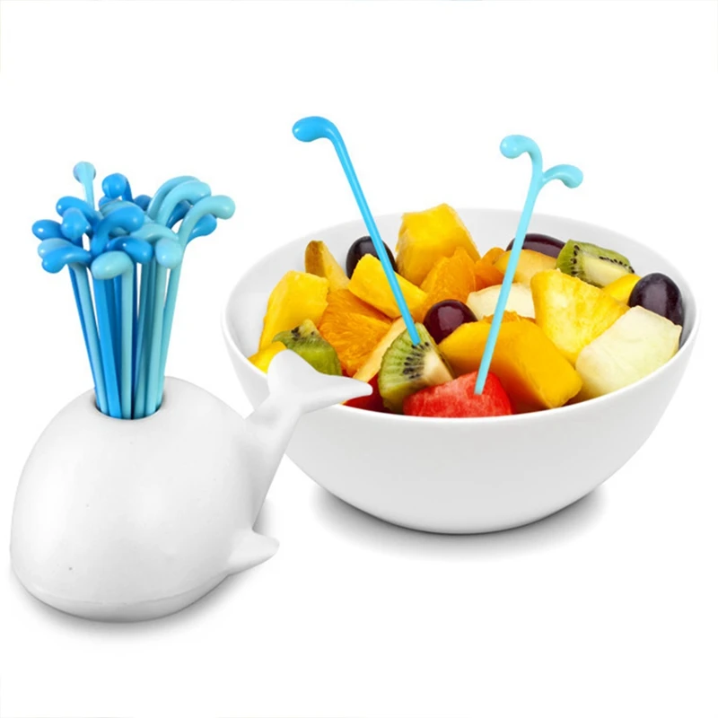 

1 Set Cute Beluga White Whale Kitchen Accessories Cooking Fruit Vegetable Tools Gadgets For Party Home Decor Hall Fruit Fork Set