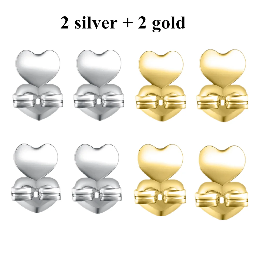 2 silve 2 gold Seanuo Золотые/серебряные серьги-гвоздики с гайкой, гипоаллергенные, подходят для сережек, поддержка для женщин - Окраска металла: 2 silve 2 gold