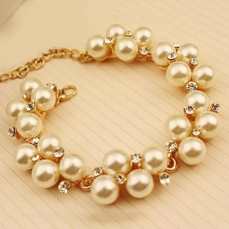 Модный Браслет-манжета с бусинами и кристаллами женское Ювелирное Украшение |