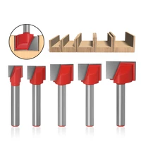 5pcs 6mm cleaning bottom router bit set fluting cutter woodworking milling cutter wood carbide tipped tools slotting cutter