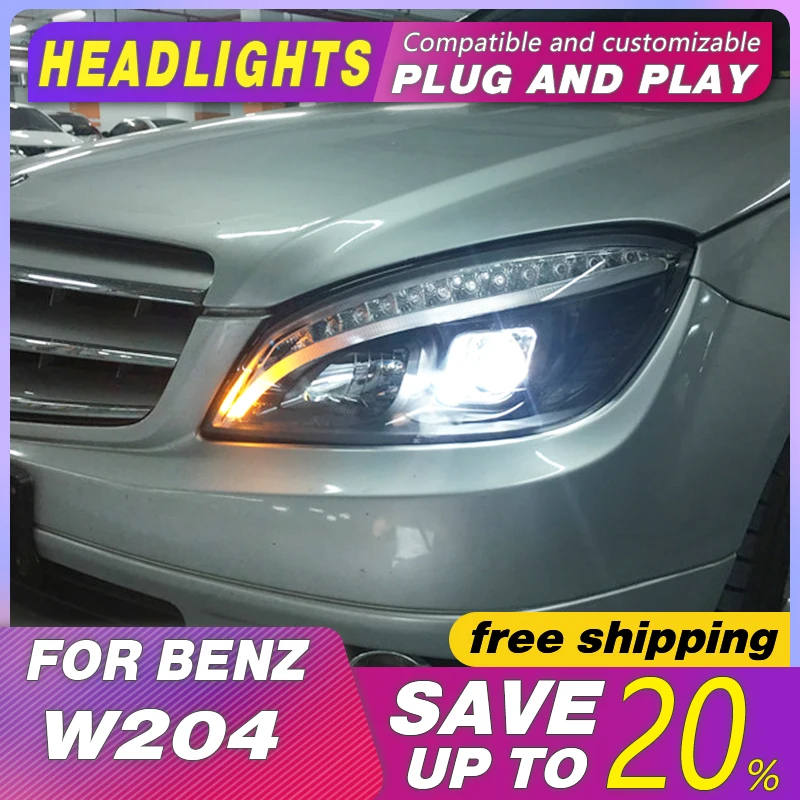 Автостайлинг фары для Benz W204 2007-2010 C300 C260 C200 светодиодные LED DRL Hid Биксеноновые