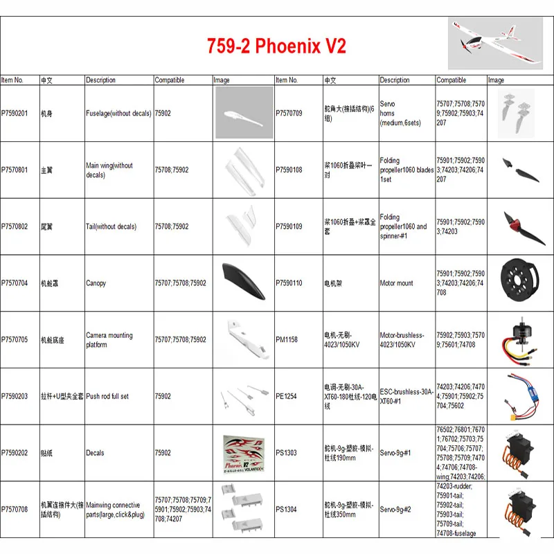 Volantex Phoenix V2 759-2 Parts