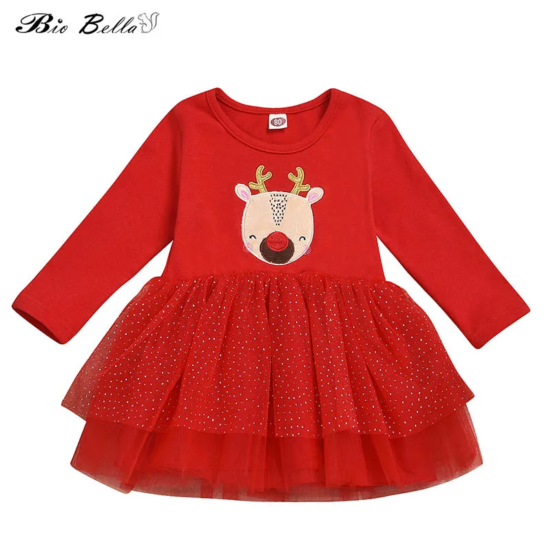 

Рождественская Детская весенне-осенняя Милая модная пачка с длинным рукавом Кружевное платье Рождественский подарок одежда принцессы