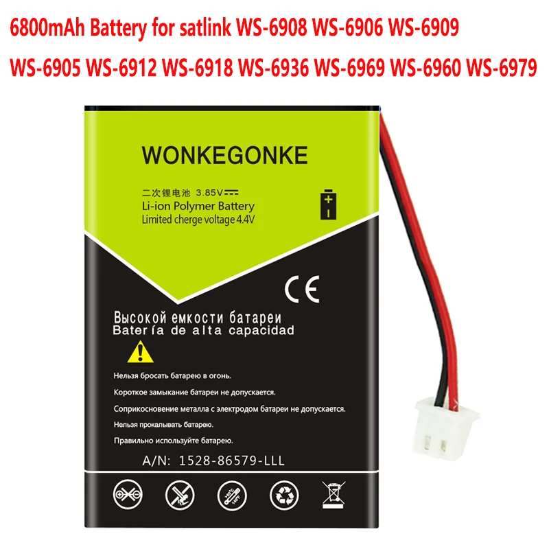 6800 мА/ч Батарея для satlink WS-6908 WS-6906 WS-6909 WS-6905 WS-6912 WS-6918 WS-6936 WS-6969 WS-6960 WS-6979 | Мобильные