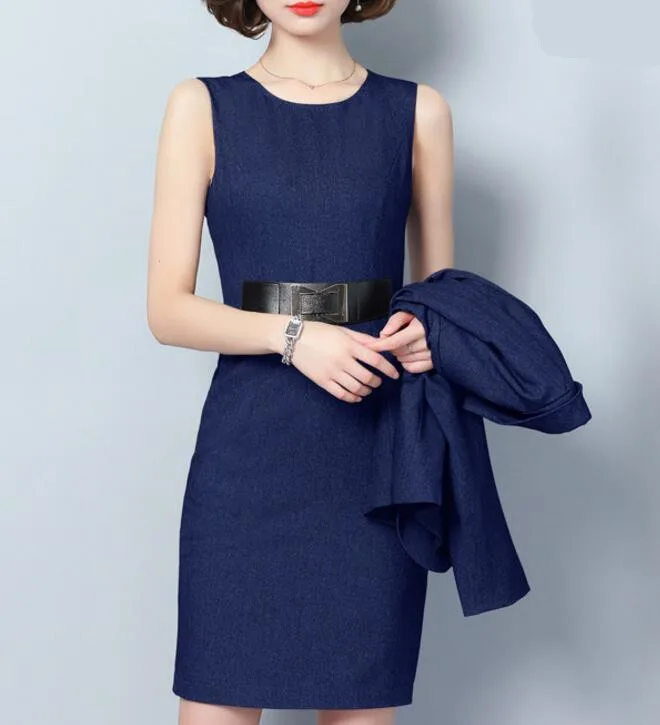 Blue Dress Only Формальные Элегантные платья костюмы Женский блейзер Деловая одежда платье для работы для Женщин Офисная Леди комплект из 2 предметов официальная куртка - Цвет: Blue Dress Only