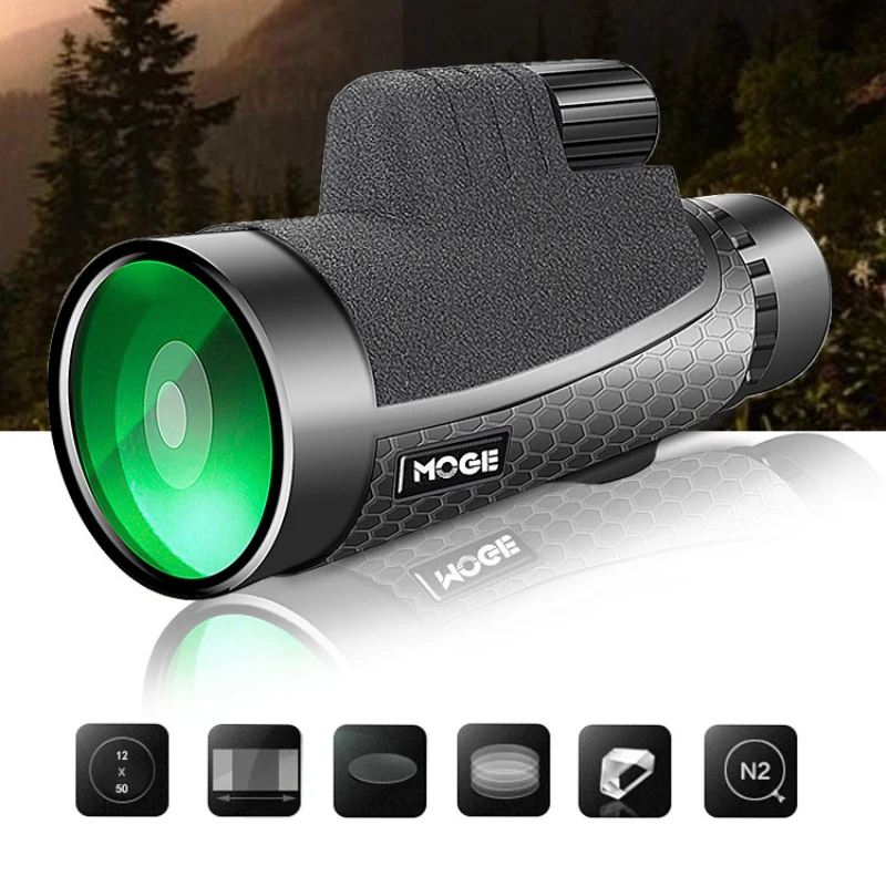 

12x50 High Power Monocular Compact Spotting Scope With Tripod Phone Clip Adapter For Bird Watching Camping Hiking Telescope