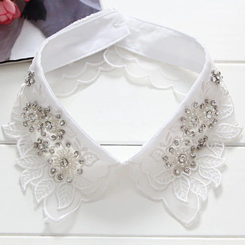 

Women Detachable Collars Crystal Pearls Shirt Detachable False Collar Shirts Sweater Fake Collar Clothing Accessories
