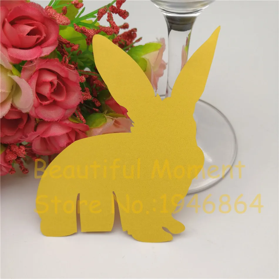 60 шт. золотой милый кролик лазерная резка настольный Марка винный бокал именные