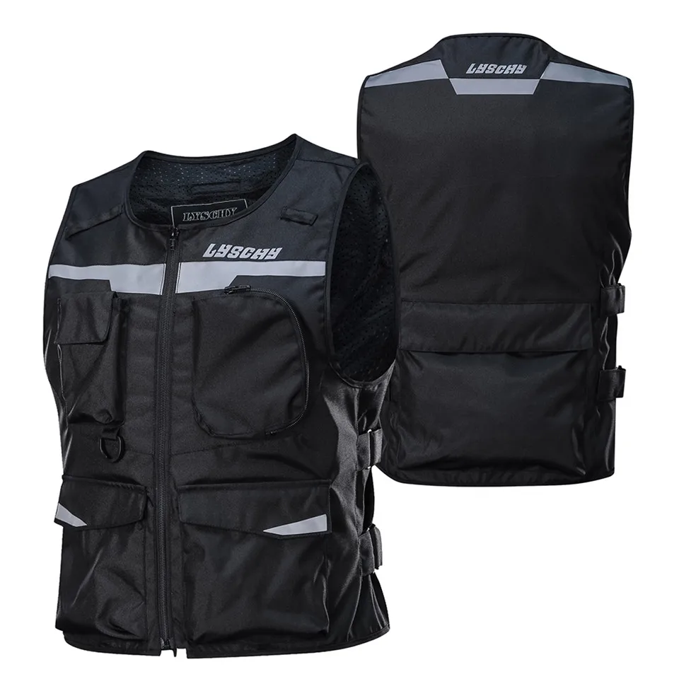 LYSCHY Motorcycle Vest Moto Motorbike Waistcoat Clothing Motocross Racing Touring Night Riding Reflective Jacket Vest+CE Pads | Автомобили