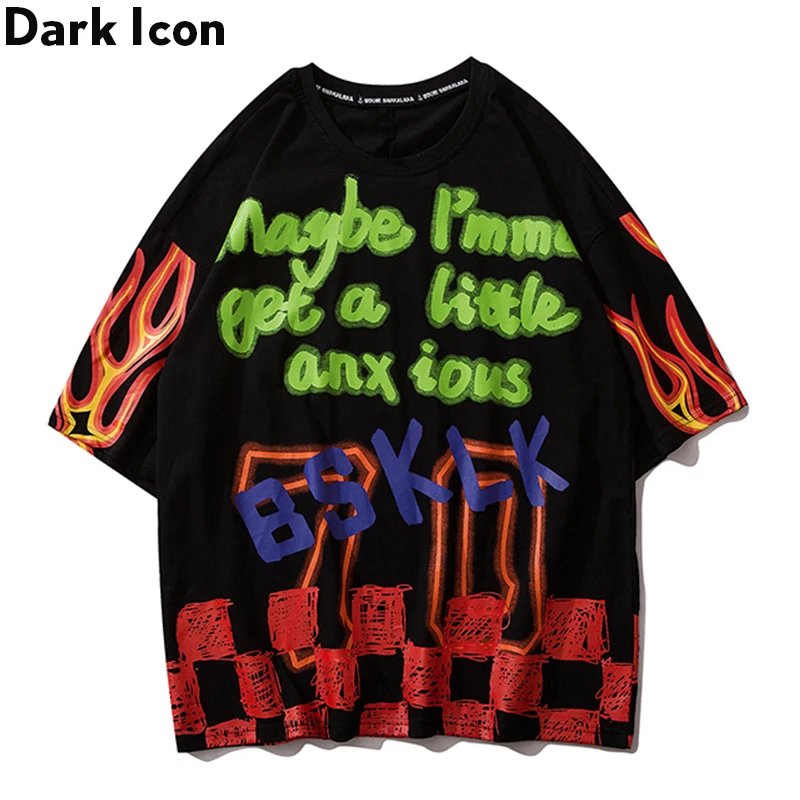 Мужская футболка с принтом темной иконы летняя в стиле хип хоп круглым вырезом и