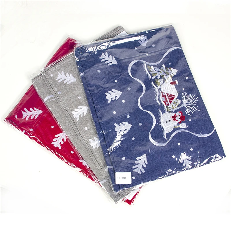

Christmas Fabric Printed Table Runner Household Table Cover Antifouling Santa Claus Tablecloth Christmas Decorations
