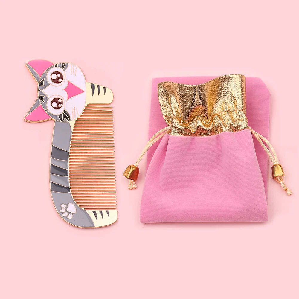 Прямая поставка Изысканная металлическая расческа в форме мультяшного кота