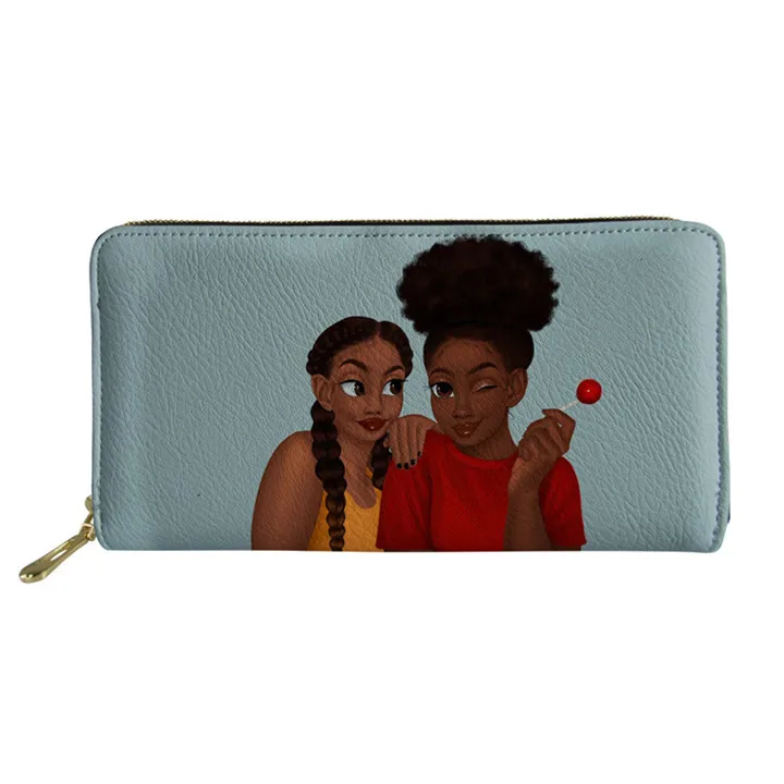 Nopersonality черные женские кожаные кошельки в Африканском и американском стиле Art Afro кошелек для девочек длинный женский держатель для кредитных карт Сумочка розовая - Цвет: Z5197Z21