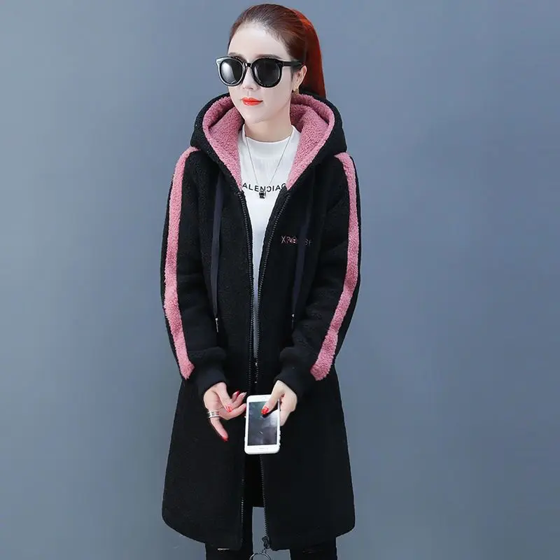 Зимняя теплая подкладка плюшевая молния меховая верхняя одежда с капюшоном