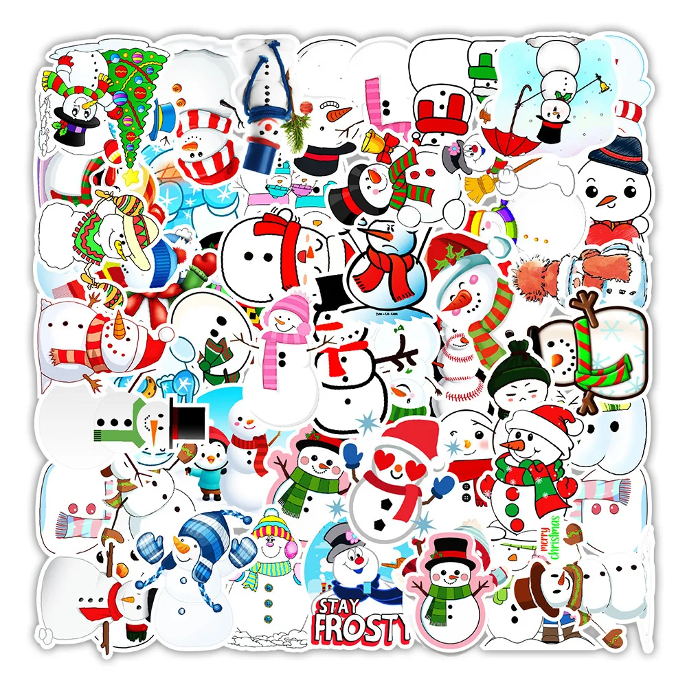 

10/30/50PCS Snowman Cartoon Stickers Car Guitar Motorcycle Luggage Phone Laptop Suitcase DIY Classic Toy Decal Sticker for Kid