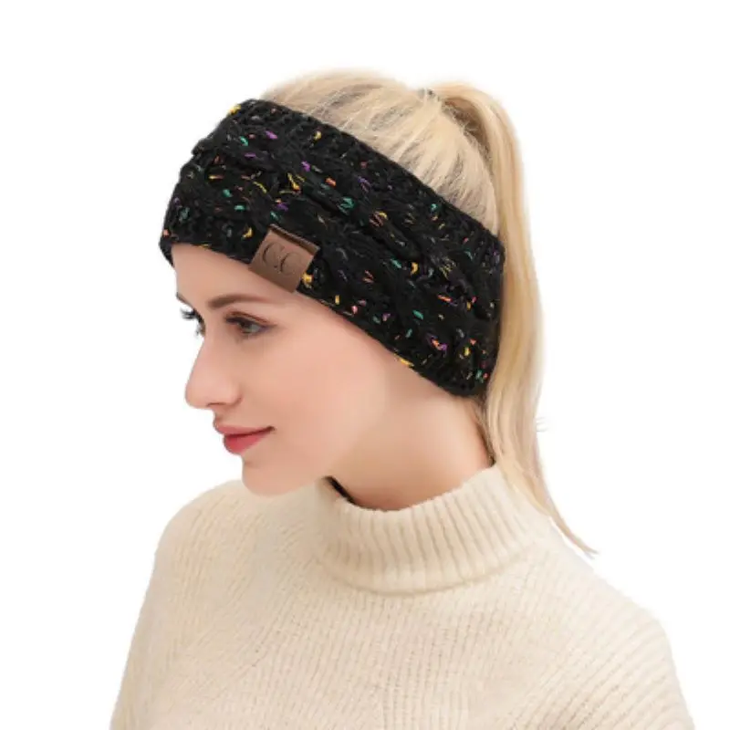 

2020 Fashion Bohemia Winter Warm Knitted Headband Hair Accessories Women's CC Wool Wide Hairband Stretch Solid Hairband Headwear