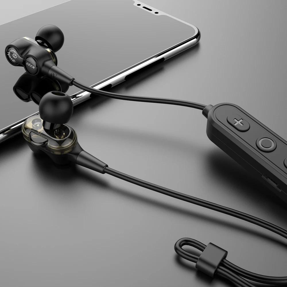 Четыре колонки Bluetooth наушники стерео Бас Спорт двойной динамический наушник HIFI