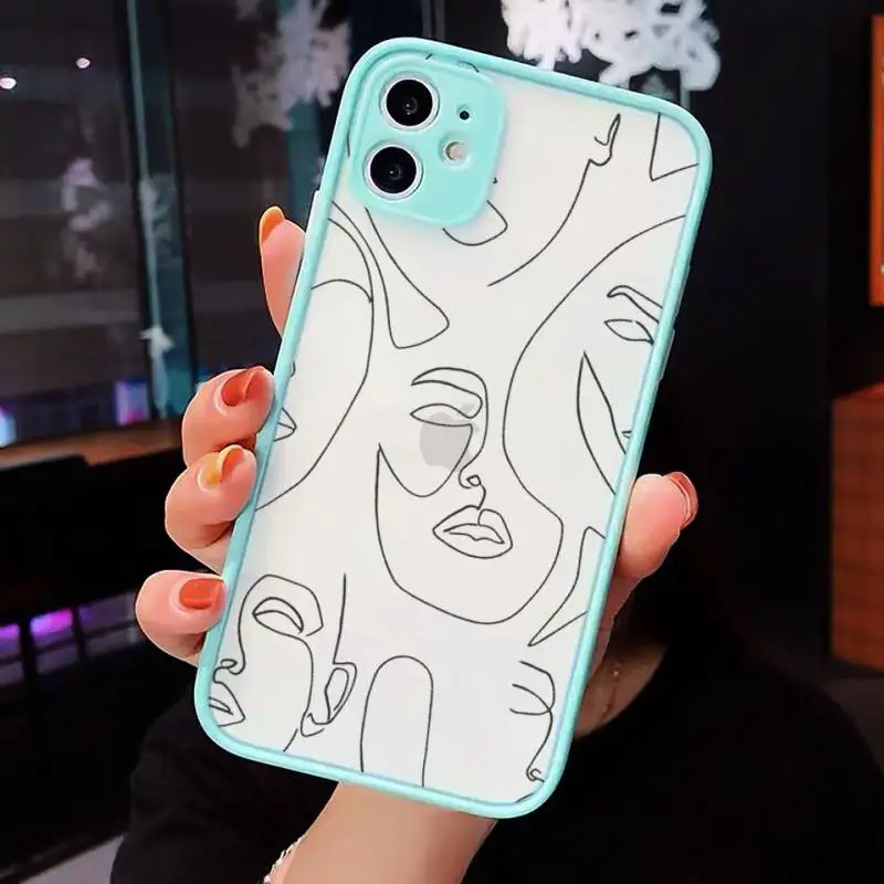 

Abstract art painting Phone Case For iPhone 12 11 Mini Pro XR XS Max 7 8 Plus X Matte transparent blue Back Cover