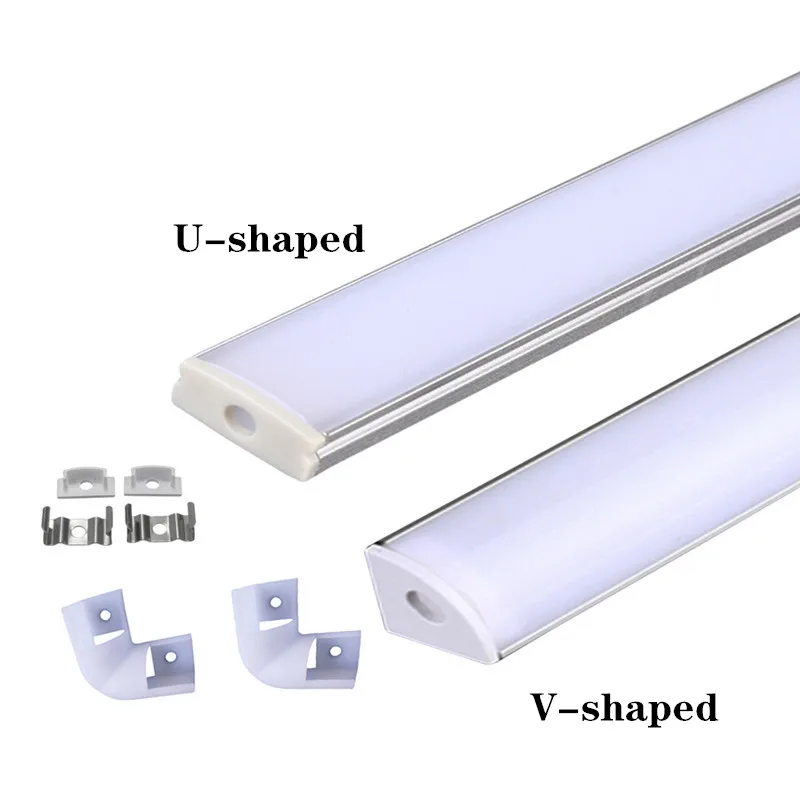 

LED aluminum channel 0.5m, for 3528 5630 5050 LED strip U/V shape LED aluminum channel milk white cover/transparent cover