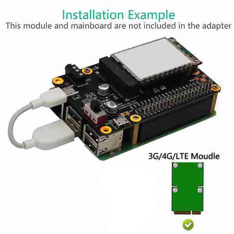 Сетевой адаптер 3G 4G LTE Base HAT Mini PCIE для Raspberry Asus Tinker Board Samsung ARTIK Rock64 Media | Компьютеры и
