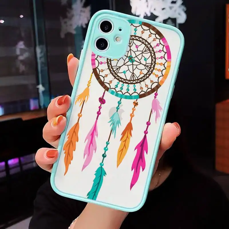 

Dreamcatcher feather Phone Cases matte transparent For iphone 7 8 11 12 plus mini x xs xr pro max cover