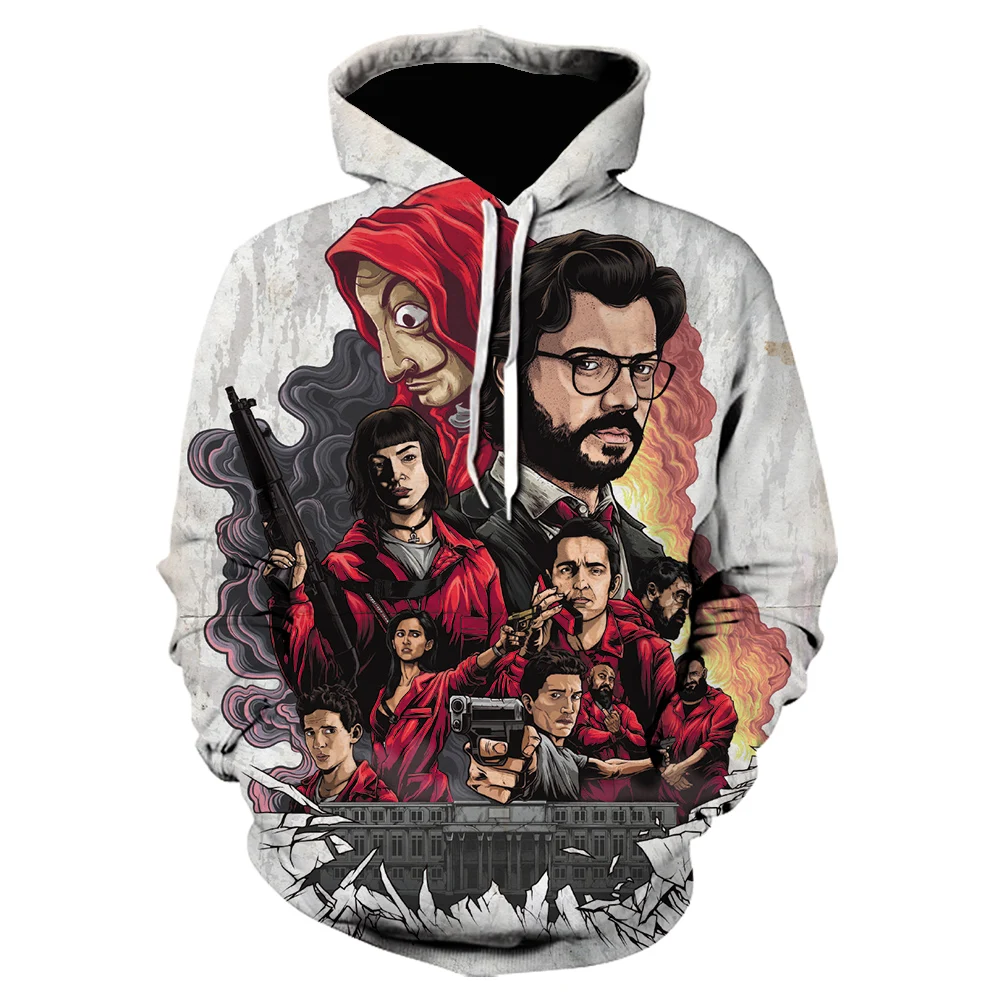 

La Casa De Papel Hoodies Costume Face Sweatshirt Men's Raglan Pullover The House of Paper Hoody Men spring Tracksuit Streetwear