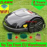 smartphone wifi app robot lawn mower e1600t with 13 2ah li ion batery 200 meters wire 200pcs pegs16pcs blades