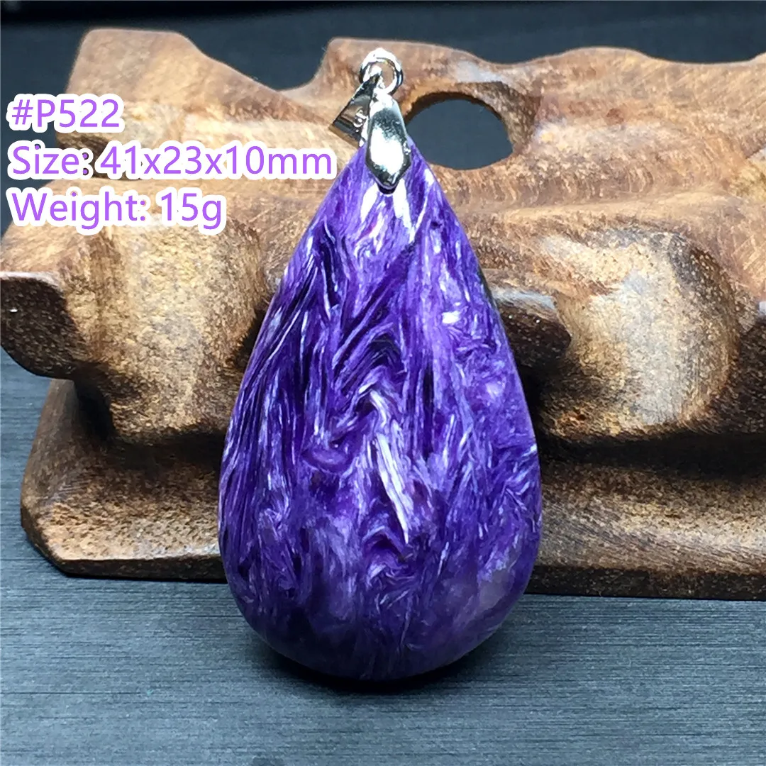

Top Natural Purple Charoite Stone Pendant Jewelry For Woman Lady Man Healing Gift Crystal 41x23x10mm Beads Silver Gemstone AAAAA