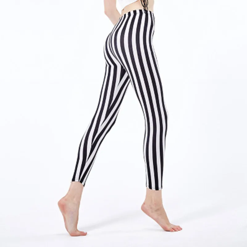 

Stripe Leggings Women Sexy Pants Push Up Leggings Fashion Fitness Leggins Gym Sporting Plus Size High Waist Trousers