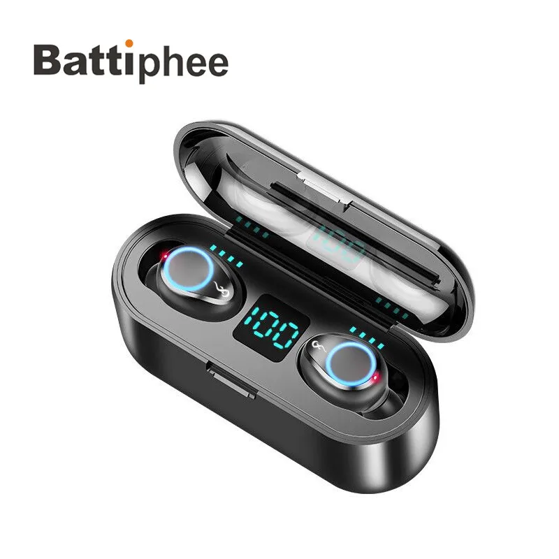 Battiphee новые беспроводные наушники F9 Bluetooth 5 0 TWS светодиодный дисплей с 2000 мАч