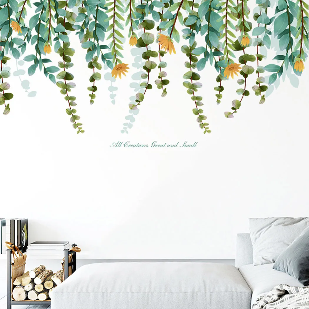 

PVC Wall Sticker Home Office Wall Glass Use Eucalyptus Leaves Plant Wall Sticker Decal Kids Room Nursery Art Mural Gifts
