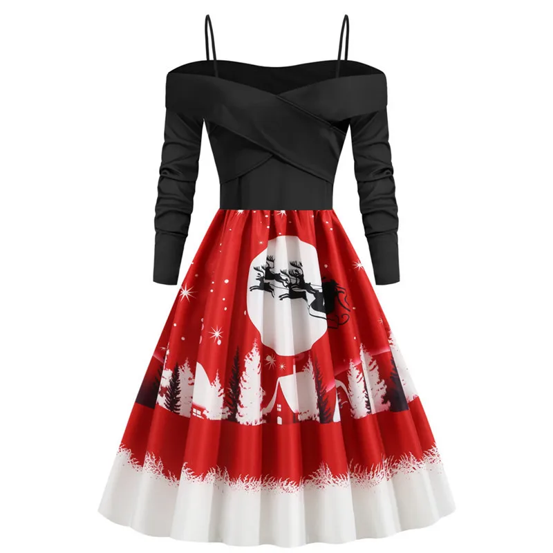 Новое рождественское платье Женское зимнее винтажное красивые вечерние платья с