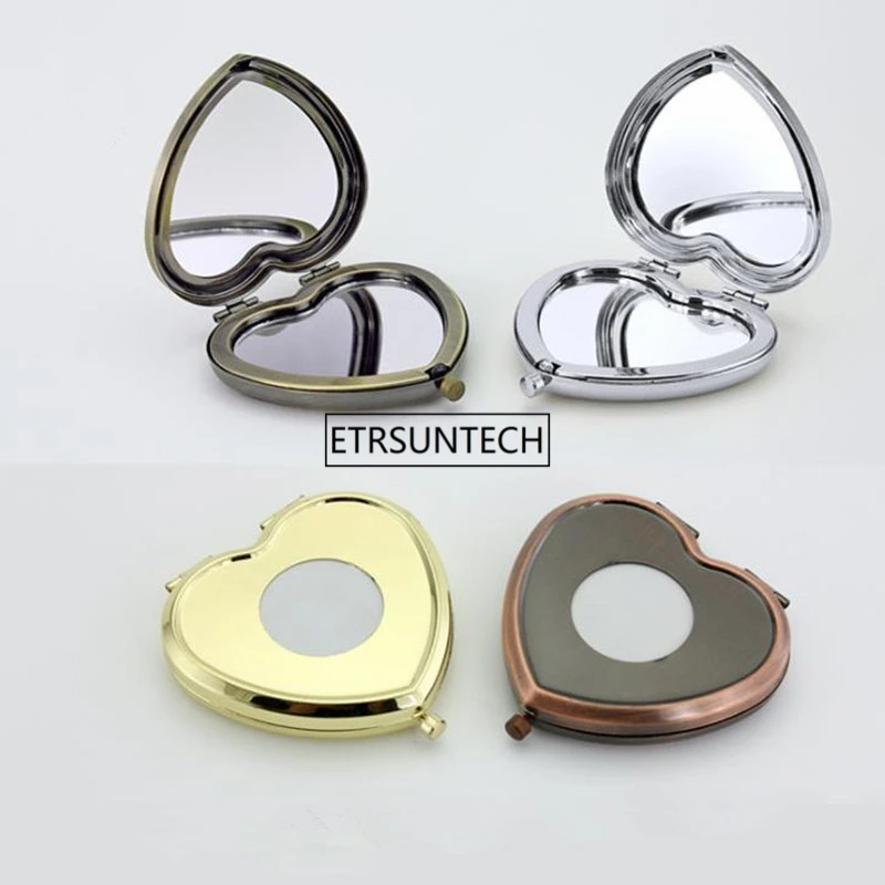 

50 шт. карманное зеркало портативное Складное двухстороннее зеркало в форме сердца стальные зеркала для макияжа маленькое зеркало для кошел...