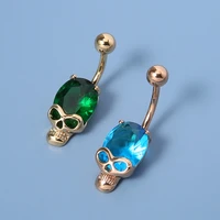 new fashion hot selling personality skull belly button nail zircon skull belly button accessories wholesale